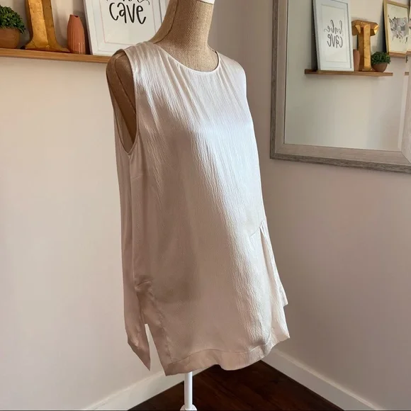 Fabiana Filippi High Neck Champagne Silk Sleeveless Blouse - Picture 10 of 15